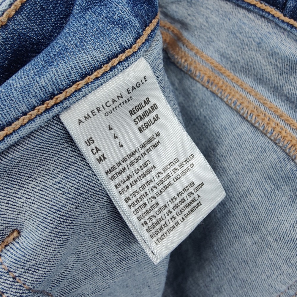 American Eagle Womens Super High Rise Flare Wide 70s Festival Retro Jeans 4 Blue - Picture 7 of 16